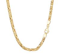 NKlaus Chaîne byzantine en argent 925 plaqué or jaune, 50 cm, 55 cm, diamantée 8 fois, largeur 3,9 mm - Un collier majestueux, Or