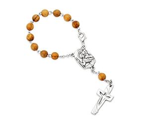 NKlaus Chapelet de 15 cm Saint Christophe en bois d'olivier 3x1,5cm Kruzfix 14448