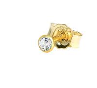 NKlaus Clou d'oreille simple 2,0mm or jaune 333 or 8 carats Boucle d'oreille cristal zirconium blanc 1774