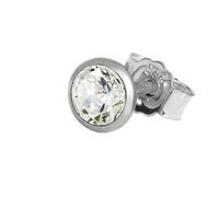 NKlaus clou d'oreille simple 5,0mm or blanc 333 8 carats or boucle d'oreille cristal zircon blanc blanc femme homme clou d'oreille