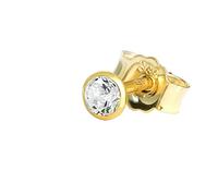 NKlaus Clou d'oreille simple or jaune 333 or 8 carats Boucle d'oreille cristal zirconium blanc 1774