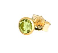 NKlaus Clous d'oreilles simples véritable péridot or jaune 585 14 carats or 4,0mm petites boucles d'oreilles 7941