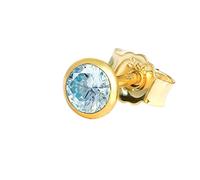 NKlaus Clous d'oreilles simples véritable topaze bleue en or jaune 333 8 carats 4,0mm petite boucle d'oreille 7996