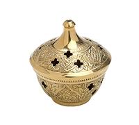 NKlaus Coupelle à encens 8cm Artisanale avec Grille pour encens mélange d'encens encensoir Nettoyage Maison Or 7532