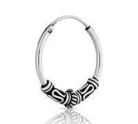NKlaus Créole simple boucle d'oreille 16mm Bali ornée Serpent Celtique 925 argent sterling 4960