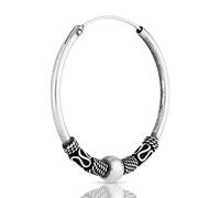 NKlaus créole simple boucle d'oreille boule de Bali 30mm argent sterling 925 médiéval gothique 1786