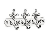 NKlaus Crochet pour clés Ancre 3 fois en laiton argenté 16 x 7 cm Maritim Porte-clés 11785