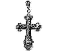 NKlaus Croix en argent massif 925 Croix orthodoxe Pendentif symbole de foi 6229 Baptême