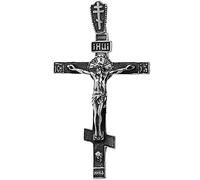 NKlaus Croix en argent massif 925 Croix orthodoxe Pendentif Symbole de Foi 6239 Baptême