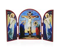 NKlaus Crucifixion du Christ Triptyque Icône en bois 25x16cm chrétien 11321