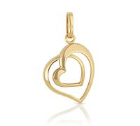 NKlaus Double Cœur Pendentif Cœur 15x13mm 333 Or Jaune Pendentif Collier 4858