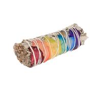 NKlaus Encens sauge blanche chakra arc-en-ciel méditation 1 pièce | Bâton naturel pour nettoyage, rituels et yoga, 38 g, 11 x 3,5 cm