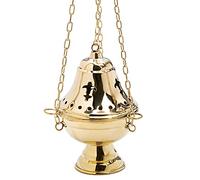 NKlaus Encensoir à balancier avec coupelle intérieure et chaîne 75cm Encensoir en Laiton doré 7613