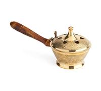 NKlaus Encensoir avec poignée en Bois Laiton doré 25cm de Long encensoir gravé 39144