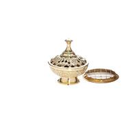 NKlaus encensoir Laiton Fait Main encensoir avec Grille Or encensoir Charbon de Bois récipient déco Grand 1531