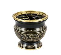 NKlaus Encensoir Patterned Noir - Or Laiton avec Grille 7cm Encensoir brûleur d'encens Mode de Fonctionnement encens Charbon sur Sable 4012