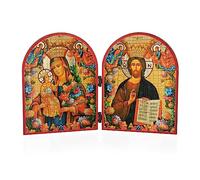 NKlaus Gm Fleur qui ne se fane pas et Jésus-Christ Icône Diptyque 23,5x16 Bois 13824