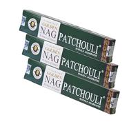 NKlaus Golden Nag Lot de 3 bâtonnets d'encens patchouli - 45 g - Roulés à la main - Parfum sensuel et terreux pour 3 fois de détente, de purification et d'harmonie de la pièce