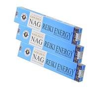NKlaus Golden Nag Reiki Energy Lot de 3 bâtonnets d'encens roulés à la main en provenance d'Inde - Parfum énergisant pour méditation, reiki, yoga - 45 g