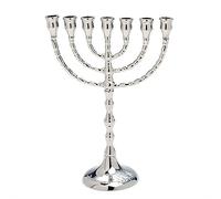 NKlaus Grande Ménorah Laiton 25cm Travail Manuel nickelé Chandelier Menorah Argent 2695