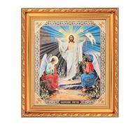 NKlaus Icône de la résurrection de Jésus-Christ pour Pâques avec cadre en | L'icône montre la résurrection de Jésus-Christ à Pâques et a un cadre avec verre ; décoration dorée en relief