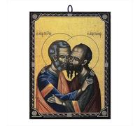 NKlaus Icône des saints apôtres Pierre et Paul 9,7 x 13,5 x 1,2 cm icône chrétienne orthodoxe de Grèce 60015