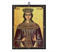 NKlaus Icône orthodoxe en bois - Sainte martyr Irini (Agía Iríni) - Image icône byzantine 9,7 x 13,5 x 1,2 cm - Représentation faite à la main pour la maison, coin de prière et cadeau 60028