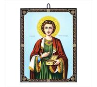 NKlaus Icône Saint Pantaleon 60143 - 9,7 x 13,5 x 1,2 cm - Icône chrétienne orthodoxe de Grèce