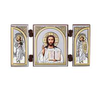 NKlaus - Jésus-Christ - Icône Triptyque chrétien - Bois Voyage Autel Iconographie 16620