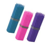 NKlaus Lot de 150 bougies à tige colorées de 16 cm - Bleu clair, rose et violet - Anti-gouttes et sans suie - Bougies fines pour décoration colorée, fête, événement, anniversaire d'enfant 40766