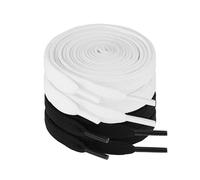 NKlaus Lot de 2 paires de lacets plats de 130 cm - Blanc et noir, 100 % polyester, solides et durables, idéaux pour les baskets, les chaussures de sport et les chaussures de loisirs