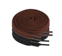 NKlaus Lot de 2 paires de lacets ronds de 120 cm, marron et noir, 100 % coton, Ø 0,5 cm, solides et indéchirables, pour baskets, chaussures de loisirs, chaussures de sport