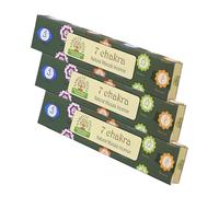 NKlaus Lot de 3 bâtons d'encens traditionnels indiens aux 7 chakras - Harmonise le corps et l'esprit - 45 g - Roulés à la main - Pour la méditation et le travail énergétique