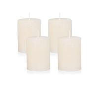 NKlaus Lot de 4 bougies piliers, rustiques, crème, diamètre : 6 x 8 cm, en cire, pour décoration de Noël, couronne de l'Avent et décoration de table, longue durée de combustion