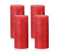 NKlaus Lot de 4 bougies piliers, rustiques, diamètre : 6 x 14 cm, en cire, pour décoration de Noël, couronne de l'Avent et décoration de table, longue durée de combustion