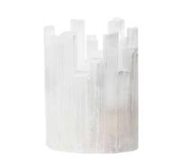 NKlaus Lot de 4 photophores en forme de tour de sélénite - 12,5 x 10 cm - Grand photophore en cristal naturel pour la méditation, les rituels et l'énergie spatiale apaisante