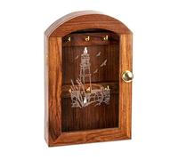 NKlaus Maritim Boîte à clés avec façade en Verre Motif Phare en Bois Naturel 25x16x6cm 11712