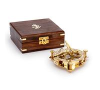 NKlaus Maritim Boussole de Cadran Solaire 11 cm dans sa boîte en Bois en Laiton Indicateur de Direction 11684