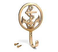 NKlaus Maritim Crochet Ancre en laiton doré 8,5x13,5x3cm Crochet pour vêtements Crochet pour plafond 11596