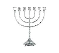 NKlaus Menorah 30cm de Haut - Chandelier 7 Places pour Bougies jusqu'à Ø 2cm - Grand Argent en Laiton Nickelé 2884