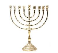 NKlaus Menorah 32cm de Haut Hanoucca pour Bougies jusqu'à Ø 1,2cm Grand Chandelier doré 9 Chandeliers Laiton doré 2802