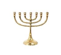 NKlaus Menorah Chandelier à 7 Branches Laiton doré Bougies jusqu'à Ø 1,5cm Hauteur du Chandelier : 15cm Largeur de la Menora :18cm Articles d'église Décoration 4034