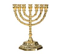 NKlaus Ménorah Chandelier Laiton Massif doré Hauteur 13cm Chandelier Travail Manuel 10901