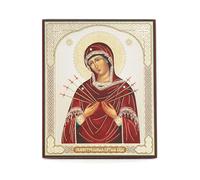 NKlaus Mère de Dieu à sept flèches Icône en bois 10x12cm chrétienne orthodoxe, bénédiction 13911
