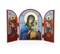 NKlaus Mère de Dieu Fleur Qui ne se fane Pas Icône Triptyque 25x16cm Chrétien 14350