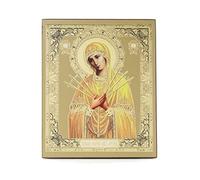 NKlaus Mère de Dieu Sept Flèches icône en bois 10x12cm chrétien orthodoxe 11365