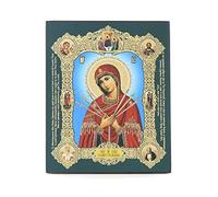 NKlaus Mère de Dieu Sept Flèches icône en bois 10x12cm chrétien orthodoxe 11383
