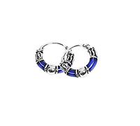 NKlaus PAAR 925 STERLING SILVER Créoles celtiques Bali s Dark Blue 12mm 7103