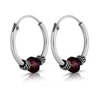 NKlaus Paire Ø 14mm Créoles Gothiques Pierre Violette 1,5mm Bali Argent Sterling 925 Keltic 4364