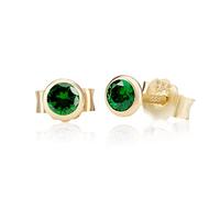 NKlaus Paire 4,0mm 333 Or jaune 8 carats Clou d'oreille Cristal Zirconium Emeraude Fermeture Butterfly Femme Fille 3377